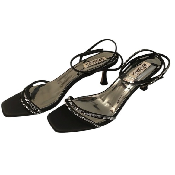 Badgley Mischka Women's Black Ultra Metallic Ankle Grip Sandals Size 9 - Picture 4 of 9